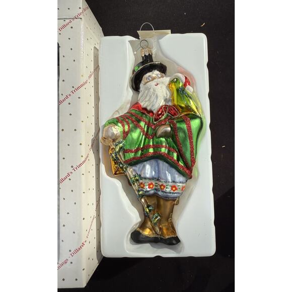 Large 7" Hand Blown Glass Santa Ornament Trimsetter By Dillards Made in Poland - Picture 3 of 11